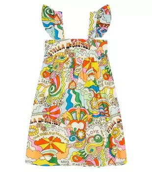 Платье из хлопка с принтом Stella McCartney Kids, разноцветный