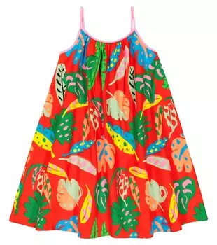 Платье из хлопка с принтом Stella McCartney Kids, разноцветный