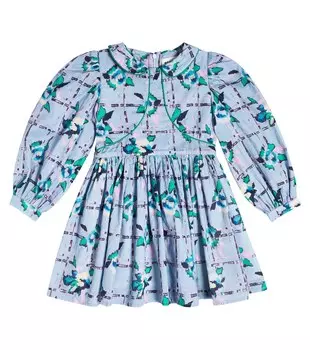 Платье из хлопка с принтом Temple Morley, синий