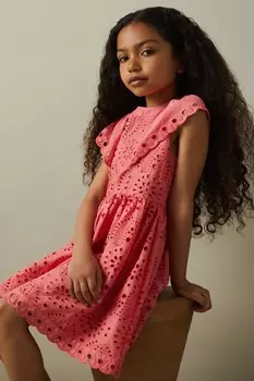 Платье из хлопка с вышивкой Lilly Reiss, розовый