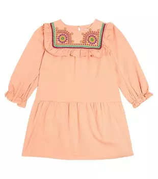 Платье из хлопка с вышивкой Stella Mccartney Kids, розовый