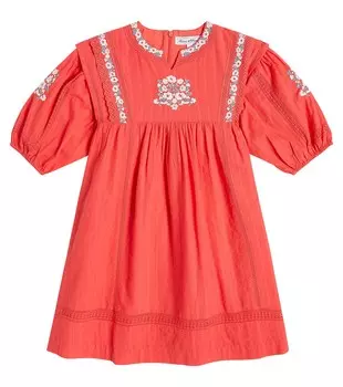 Платье из хлопка с вышивкой Tartine Et Chocolat, красный