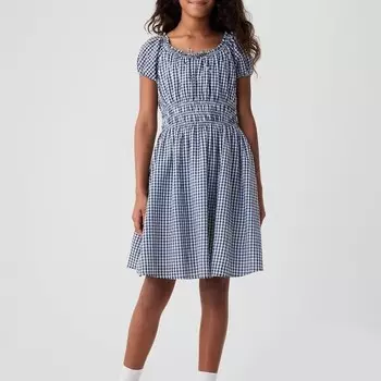 Платье из хлопка в клетку Gap, синий