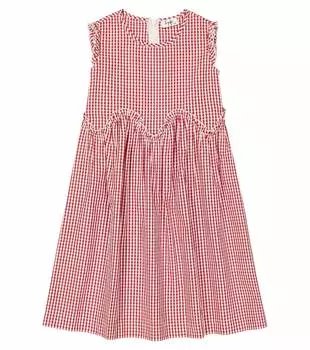 Платье из хлопка в клетку Il Gufo, красный