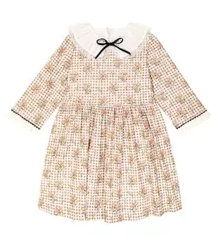 Платье из хлопка в мелкую клетку La Coqueta, мультиколор