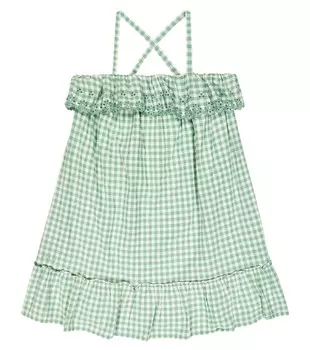 Платье из хлопка в мелкую клетку Polo Ralph Lauren, разноцветный