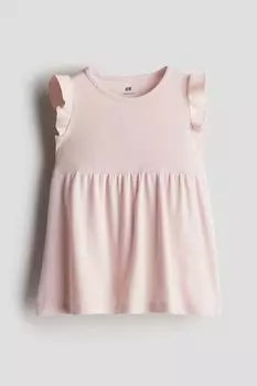 Платье из хлопка в рубчик H&M, розовый
