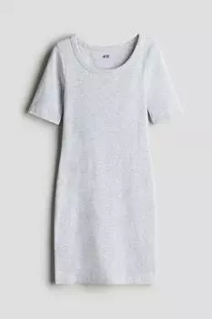 Платье из хлопка в рубчик H&M, серый