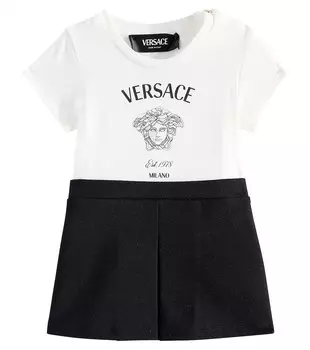 Платье из хлопкового джерси Baby Medusa Milano Versace, белый