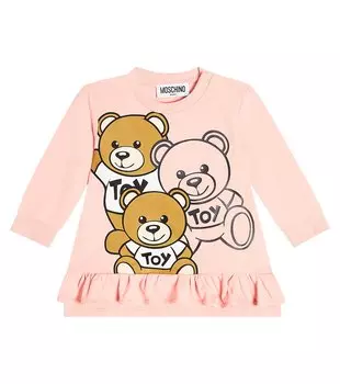 Платье из хлопкового джерси baby teddy bear Moschino Kids, розовый