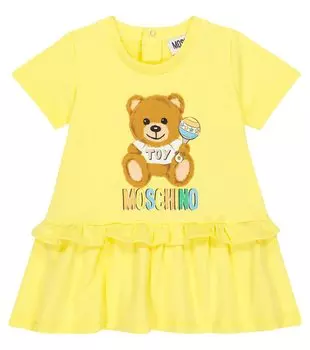 Платье из хлопкового джерси baby teddy bear Moschino Kids, желтый