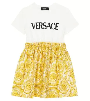 Платье из хлопкового джерси Barocco Versace, белый