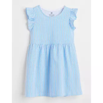 Платье из хлопкового джерси H&M Striped, голубой