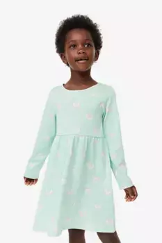 Платье из хлопкового джерси H&M, бирюзовый