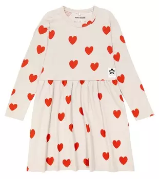 Платье из хлопкового джерси hearts Mini Rodini, мультиколор