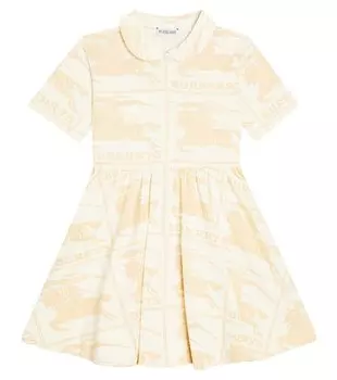 Платье из хлопкового джерси с принтом ekd Burberry Kids, мультиколор