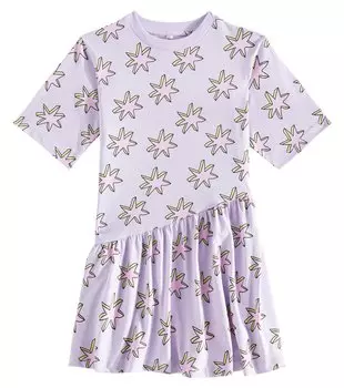 Платье из хлопкового джерси с принтом Stella Mccartney, фиолетовый