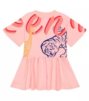 Платье из хлопкового джерси с принтом Kenzo, розовый