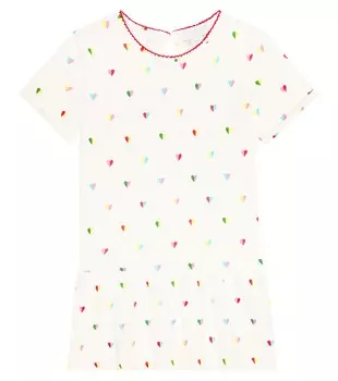Платье из хлопкового джерси с принтом Stella McCartney Kids, белый