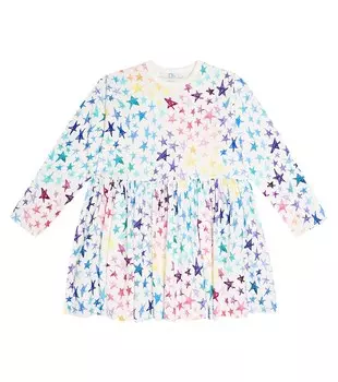 Платье из хлопкового джерси с принтом Stella McCartney Kids, белый