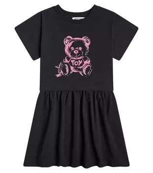 Платье из хлопкового джерси teddy bear Moschino, черный
