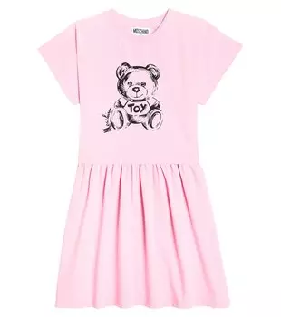 Платье из хлопкового джерси Teddy Bear Moschino, розовый