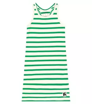 Платье из хлопкового джерси в полоску с изображением пантеры Mini Rodini, разноцветный