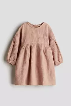 Платье из хлопкового муслина H&M, розовый