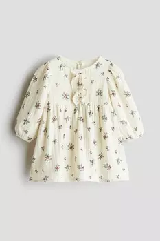 Платье из хлопкового муслина H&M, бежевый