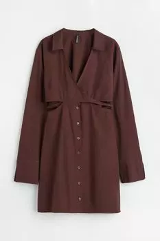 Платье из хлопкового поплина H&M, темно коричневый