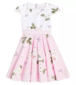 Платье из хлопкового поплина с цветочным принтом St. Tropez Monnalisa, розовый