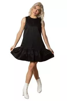 Платье из хлопкового сатина с оборками Dusk, черный