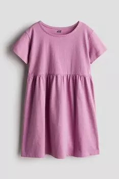 Платье из хлопкового трикотажа H&M, розовый