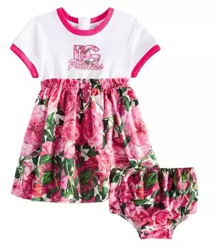 Платье из хлопкового трикотажа и поплина для младенцев Dolce&Gabbana Kids, цвет variante abbinata