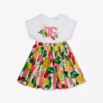 Платье из хлопкового трикотажа с графическим принтом 4-12 лет Dolce & Gabbana, цвет combined colour