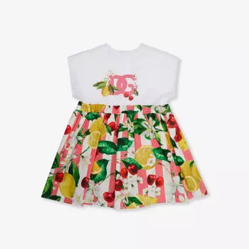 Платье из хлопкового трикотажа с графическим принтом 6-30 месяцев Dolce & Gabbana, цвет combined colour