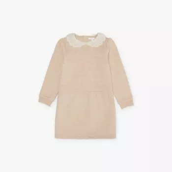 Платье из хлопкового трикотажа с контрастной вышивкой на возраст от 6 месяцев до 3 лет Chloe, бежевый