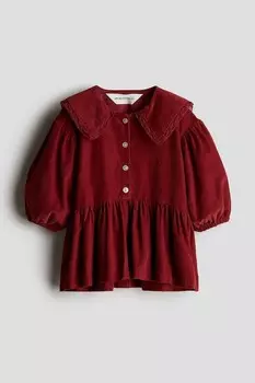 Платье из хлопкового вельвета H&M, красный