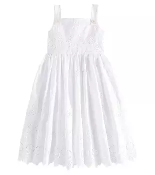 Платье из хлопковой смеси Dolce&Gabbana Kids, цвет bianco ottico
