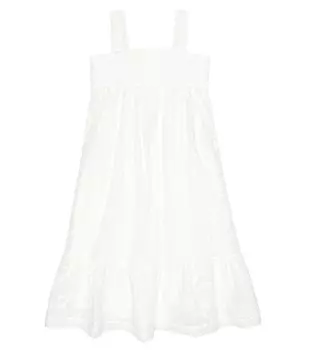 Платье из хлопковой вуали с вышивкой Chlo, белый