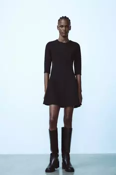 Платье из интерлока ZARA, черный