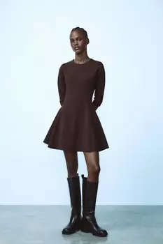 Платье из интерлока ZARA, коричневый