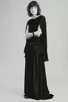 Платье из искусственного меха с поясом ZARA, черный