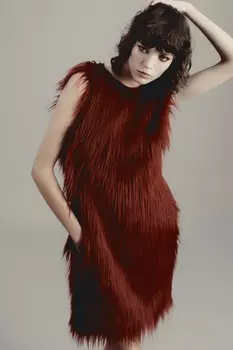 Платье из искусственного меха ZARA, красный