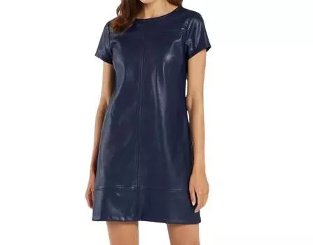 Платье из искусственной кожи Kayla темно-синего цвета JUDE CONNALLY