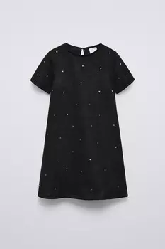 Платье из искусственной замши ZARA, черный