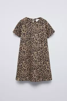 Платье из искусственной замши ZARA, цвет leopard