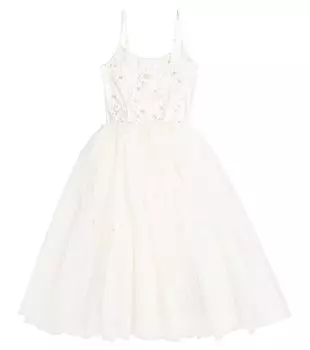 Платье из керамического тюля с оборками Tutu Du Monde, белый