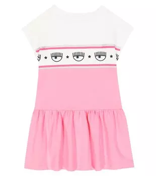 Платье из коллаборации с Chiara Ferragni с узором в виде глаз Monnalisa, розовый