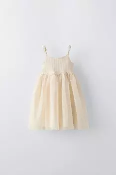 Платье из комбинированного тюля ZARA, экрю